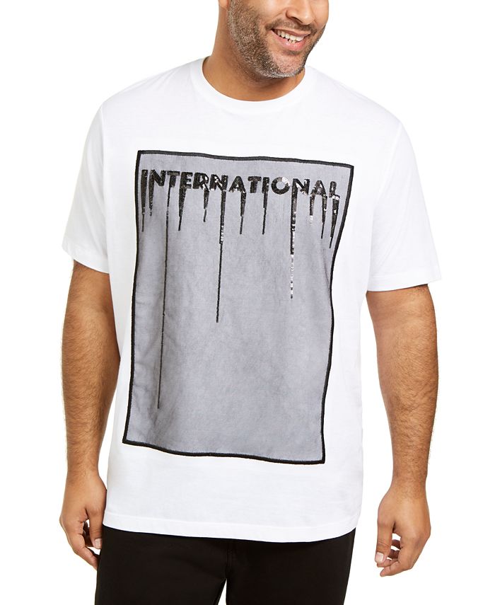 INC Mens T-Shirt Embellished Tee Mesh Sequin White Size 4XLT