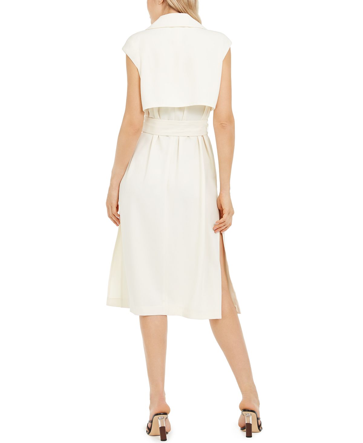 Marella Women's Sleeveless Belted Trench Dress White Size 14