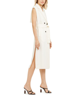 Marella Women's Sleeveless Belted Trench Dress White Size 14