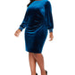 Jessica Howard Women's Plus Size Velvet Sheath Dress Blue Size 24W
