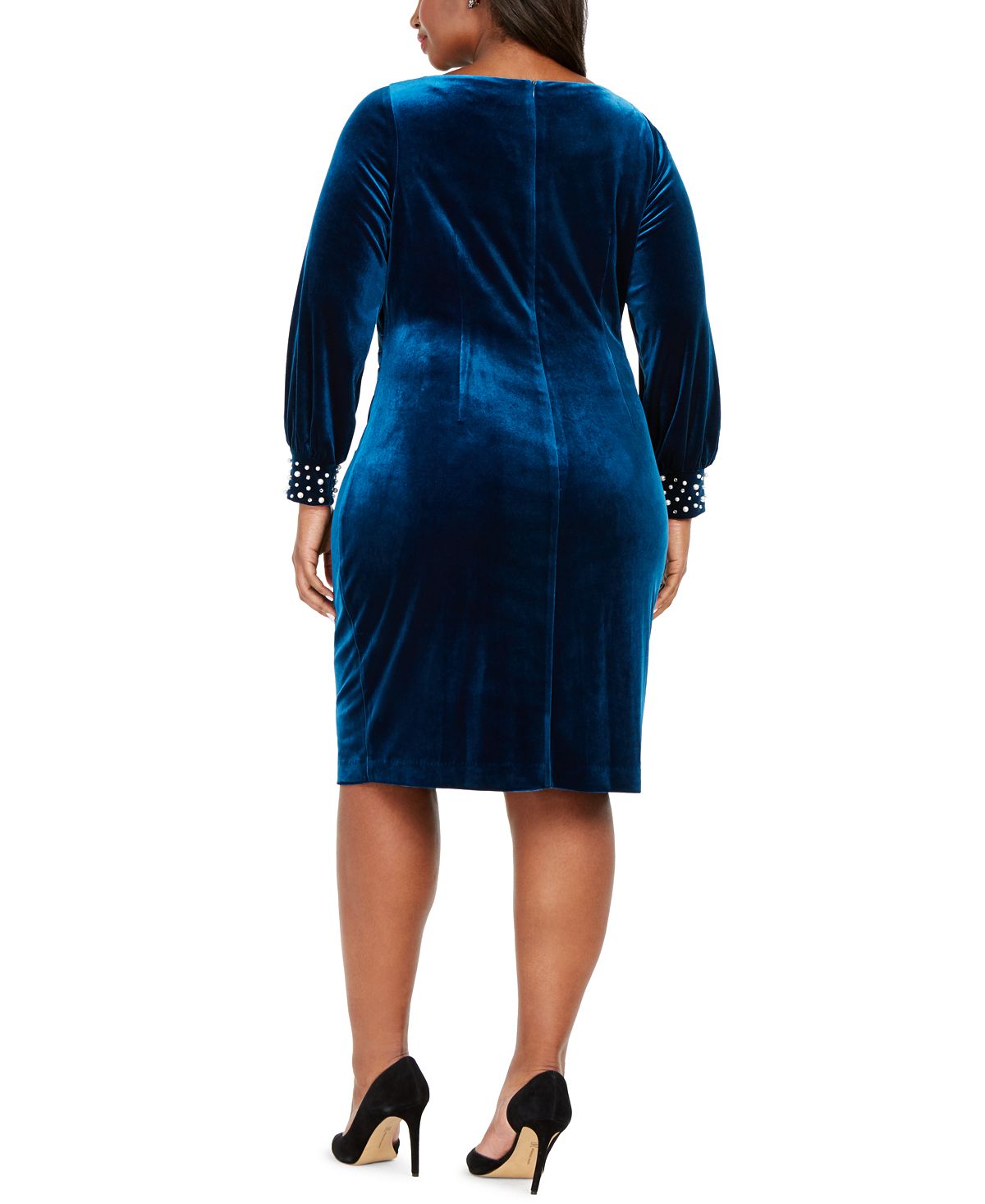 Jessica Howard Women's Plus Size Velvet Sheath Dress Blue Size 24W