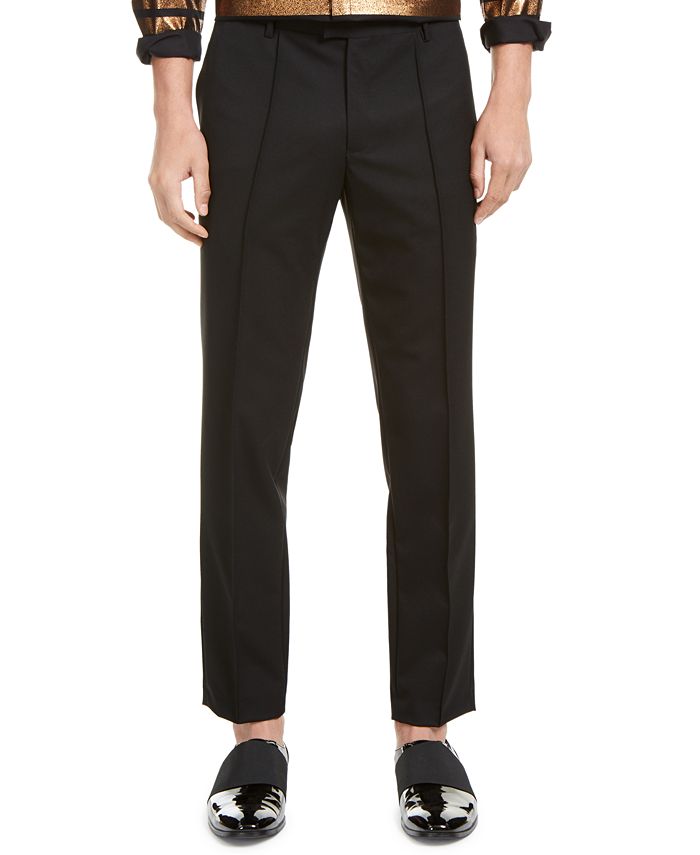 INC  Onyx Men's Slim-Fit Pintuck Pleated Pants  Black Size 38X30