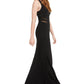 Emerald Sundae Women's Sheer Sleeveless V Neck Full Length Evening Mermaid Dress Black Size Small