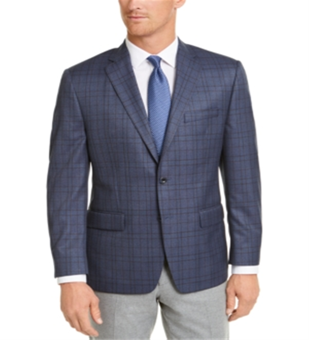 Michael Kors Men's Easy Care Collared Slim Fit Dress Shirt Blue Size 50