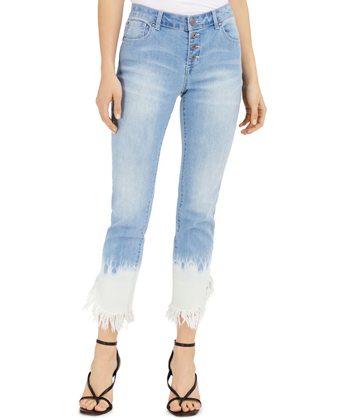 INC International Concepts Tie-Dyed Angled-Hem Mop Jeans  Blue Size 0