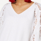 INC International Concepts Women's Lace Sleeve Sweater White Size Petite S
