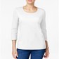 Karen Scott Women's Scoop Neck Top White Size X-Small