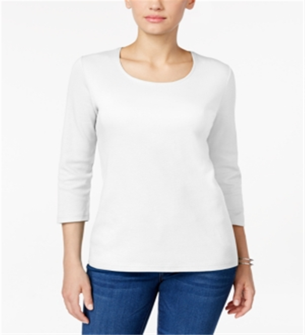 Karen Scott Women's Scoop Neck Top White Size X-Small