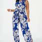 Jessica Howard Women's Plus Jumpsuit Floral V Neck Blue Size 1X