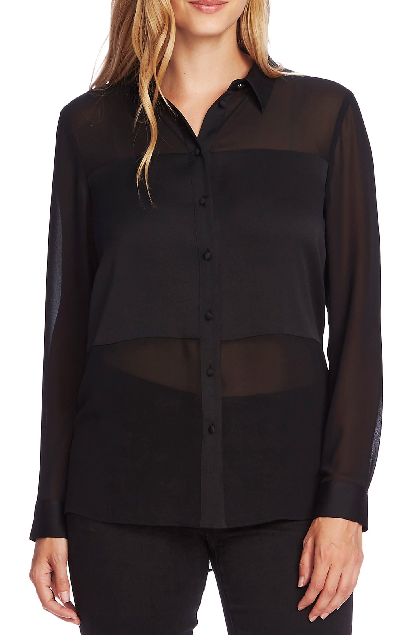 Vince Camuto Women's Chiffon Blouse Black Size XL