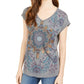 Style & Co Mandala Graphic Top - Ethnic Floral Blue Size L
