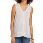 Style & Co Women's V Neck High Low Tank Top White Size Large