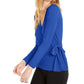 Michael Kors Women's Bow Tie Long Sleeve Wrap Top Blue Size S