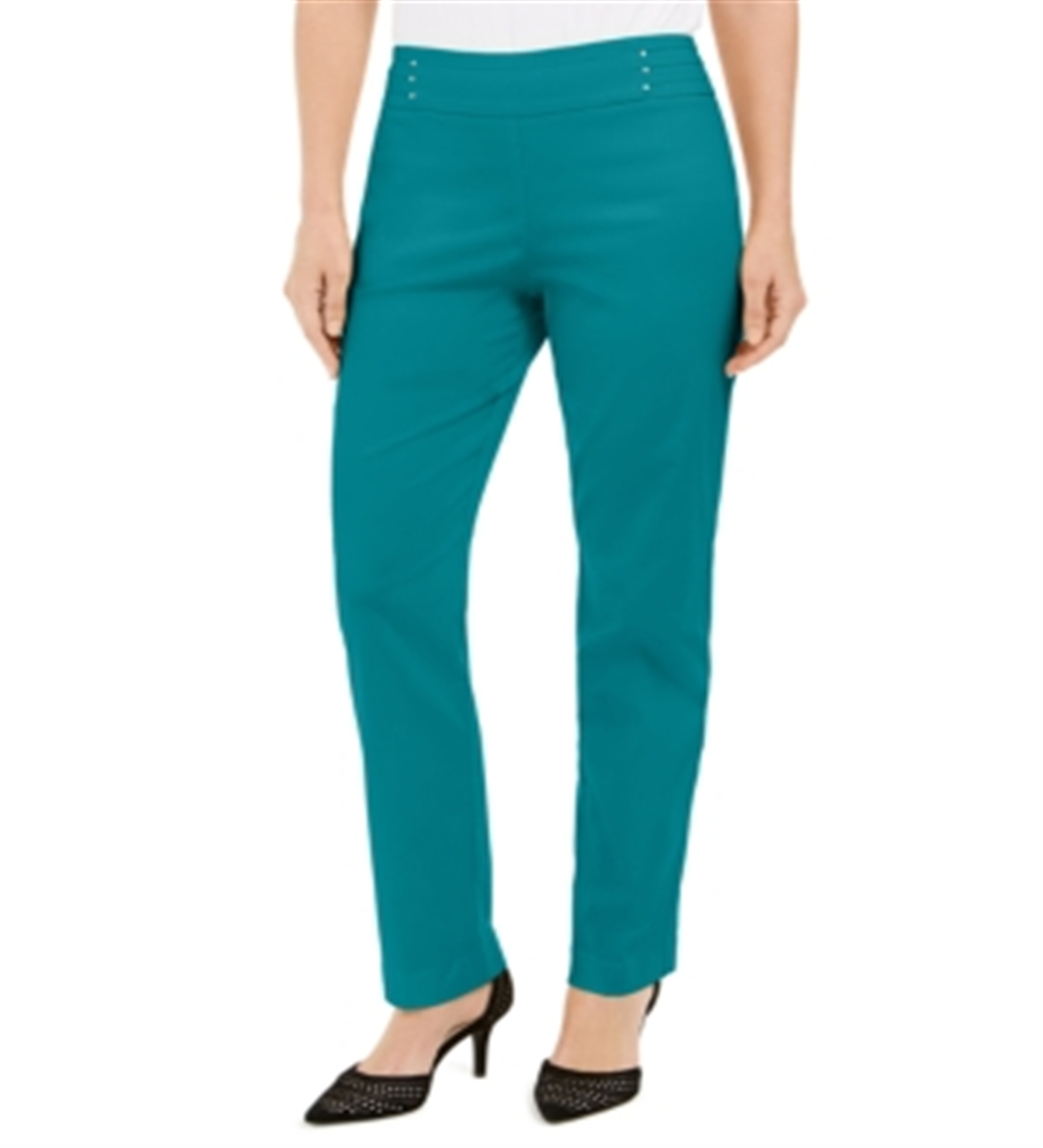 JM Collection Women's Studded Pull-on Tummy Control Pants Regular and Short Lengths Blue Size XS