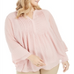 Charter Club Women's Double Ruffle Textured Pintuck Top Pink Size 3X