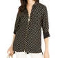Michael Kors Women's Zip up Metallic Logo Top Black Size M