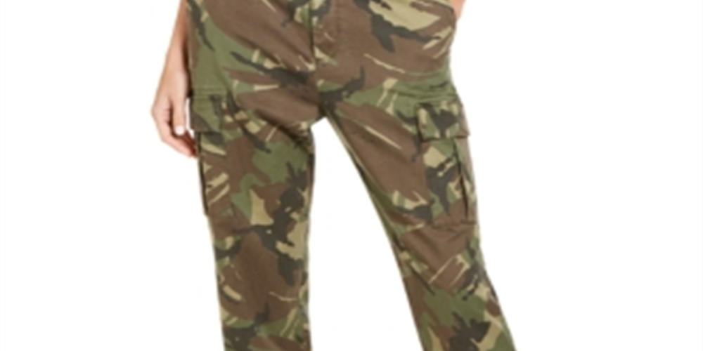 Guess Women's Camouflage Print Cargo Pant Green Size 27