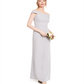 Adrianna Papell Women's Slitted Cap Sleeve Off Shoulder Full Length Evening Sheath Dress Gray Size 8