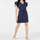 Maison Jules Women's Printed Flutter Sleeve Dress Navy Size S