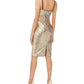 Vince Camuto Women's Sequined Zippered Sleeveless V Neck Knee Length Party Sheath Dress Yellow Size 14