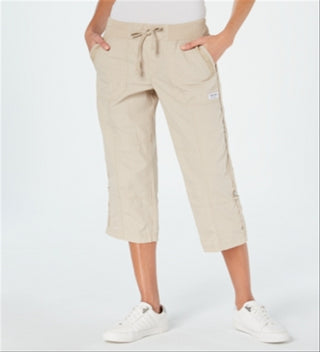 Calvin Klein Women's Capri Roll Tab Performance Pants Brown Size Small