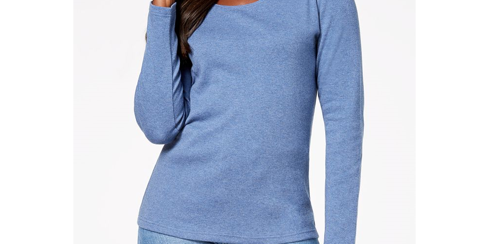 Karen Scott Women's Cotton Scoop Neck Top Blue Size XXL
