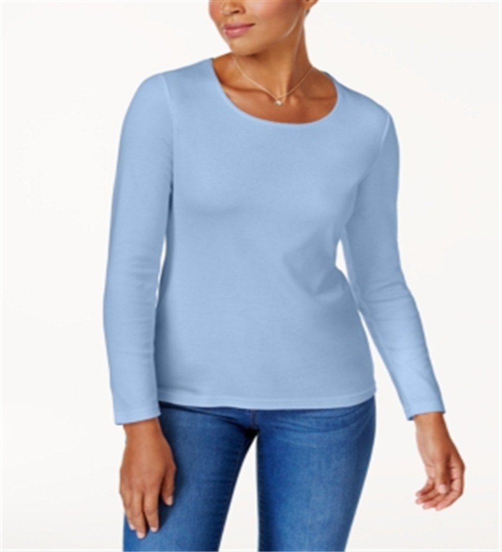 Karen Scott Women's Cotton Scoop Neck Top Blue Size XXL