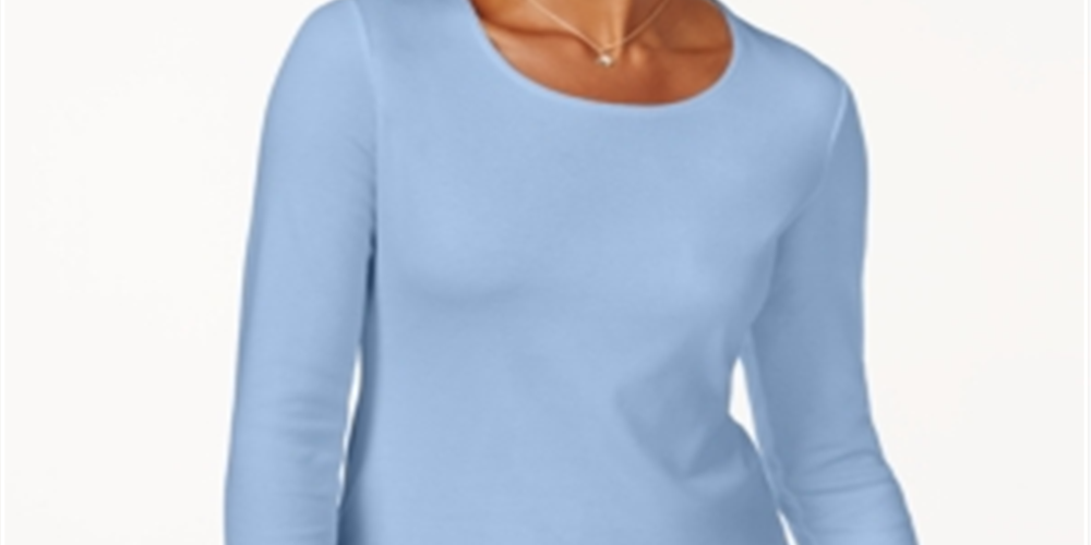 Karen Scott Women's Cotton Scoop Neck Top Blue Size XXL