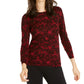 Michael Kors Women's Lace Print Sweater Red -Size L