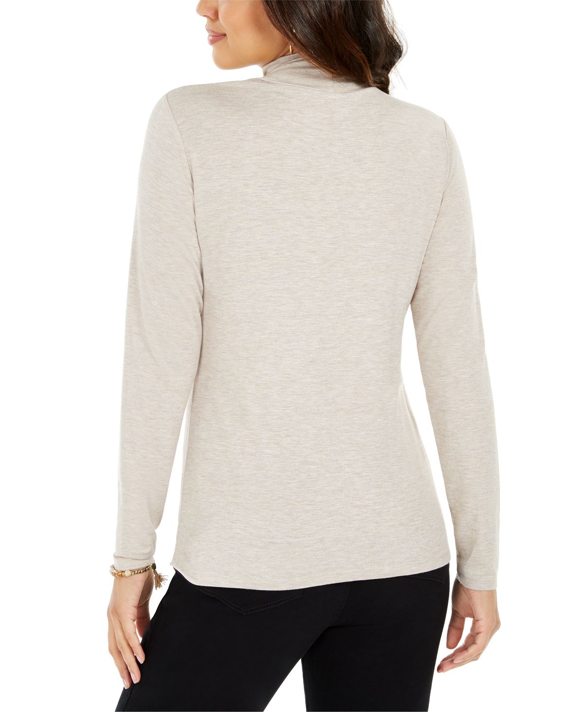 Style & Co Women's Long Sleeve Turtleneck Top Beige Size XXL