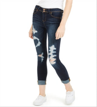 Indigo Rein Junior's Distressed Curvy Jeans Blue Size 1