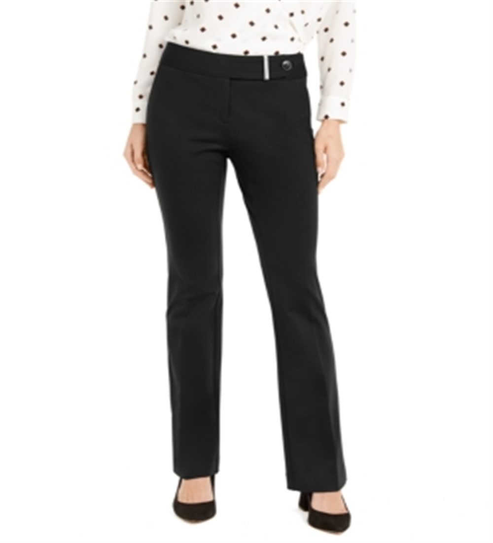 Alfani Women's Tummy Control Extended Tab Trousers Black Size 4