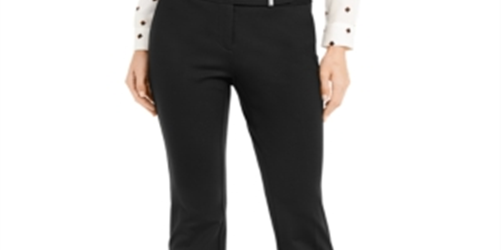 Alfani Women's Tummy Control Extended Tab Trousers Black Size 4