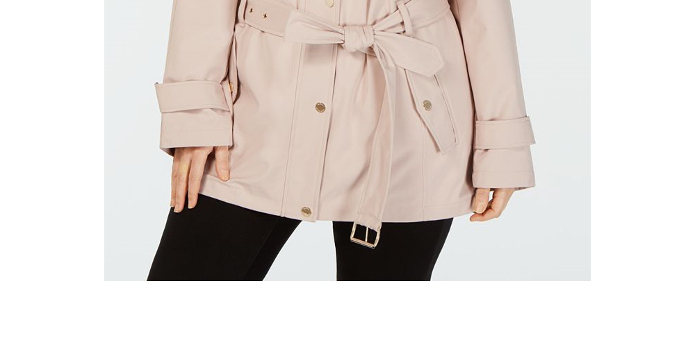 Michael Kors Women's Plus Hooded Raincoat Pink Size 1X