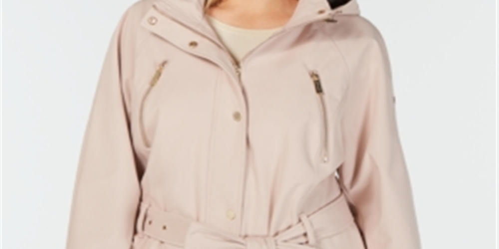 Michael Kors Women's Plus Hooded Raincoat Pink Size 1X