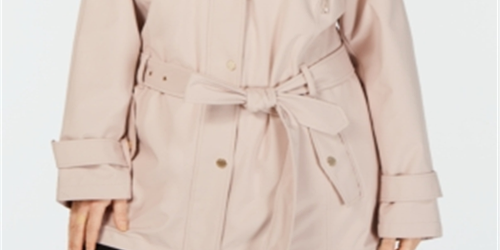 Michael Kors Women's Plus Hooded Raincoat Pink Size 1X