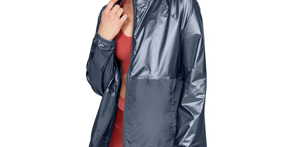 Under Armour Women's Storm Metallic Hooded Jacket Silver Size Medium