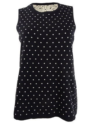 Anne Klein Women's Dot Print Sleeveless Top Black Size S