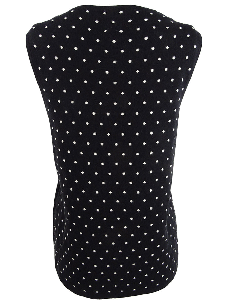 Anne Klein Women's Dot Print Sleeveless Top Black Size S