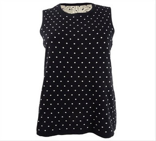 Anne Klein Women's Dot Print Sleeveless Top Black Size S