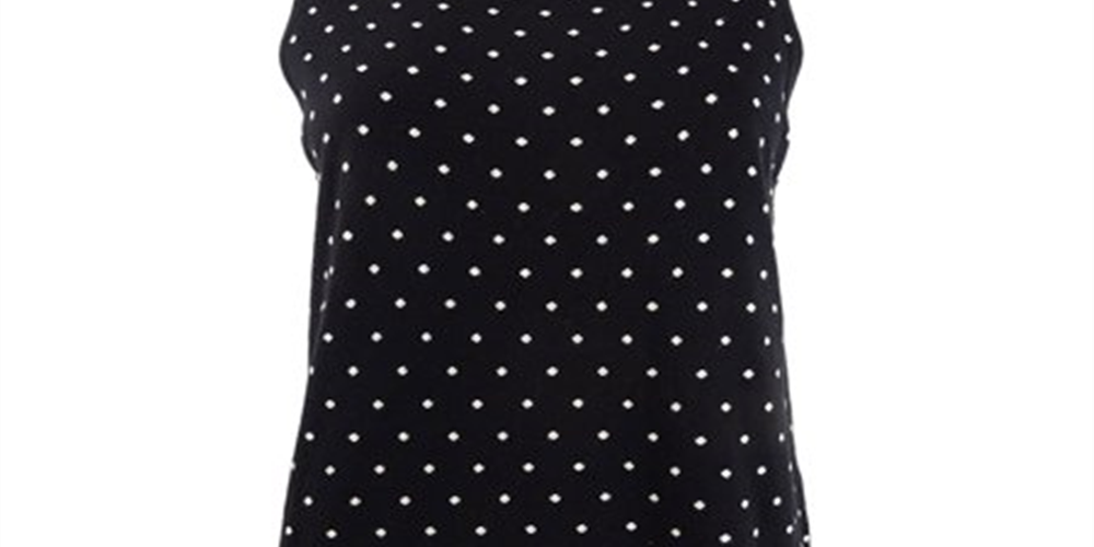 Anne Klein Women's Dot Print Sleeveless Top Black Size S