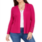 JM Collection Women's Ribbed Button Sleeve Cardigan Pink Size Small