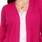 JM Collection Women's Ribbed Button Sleeve Cardigan Pink Size Small