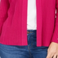 JM Collection Women's Ribbed Button Sleeve Cardigan Pink Size Small