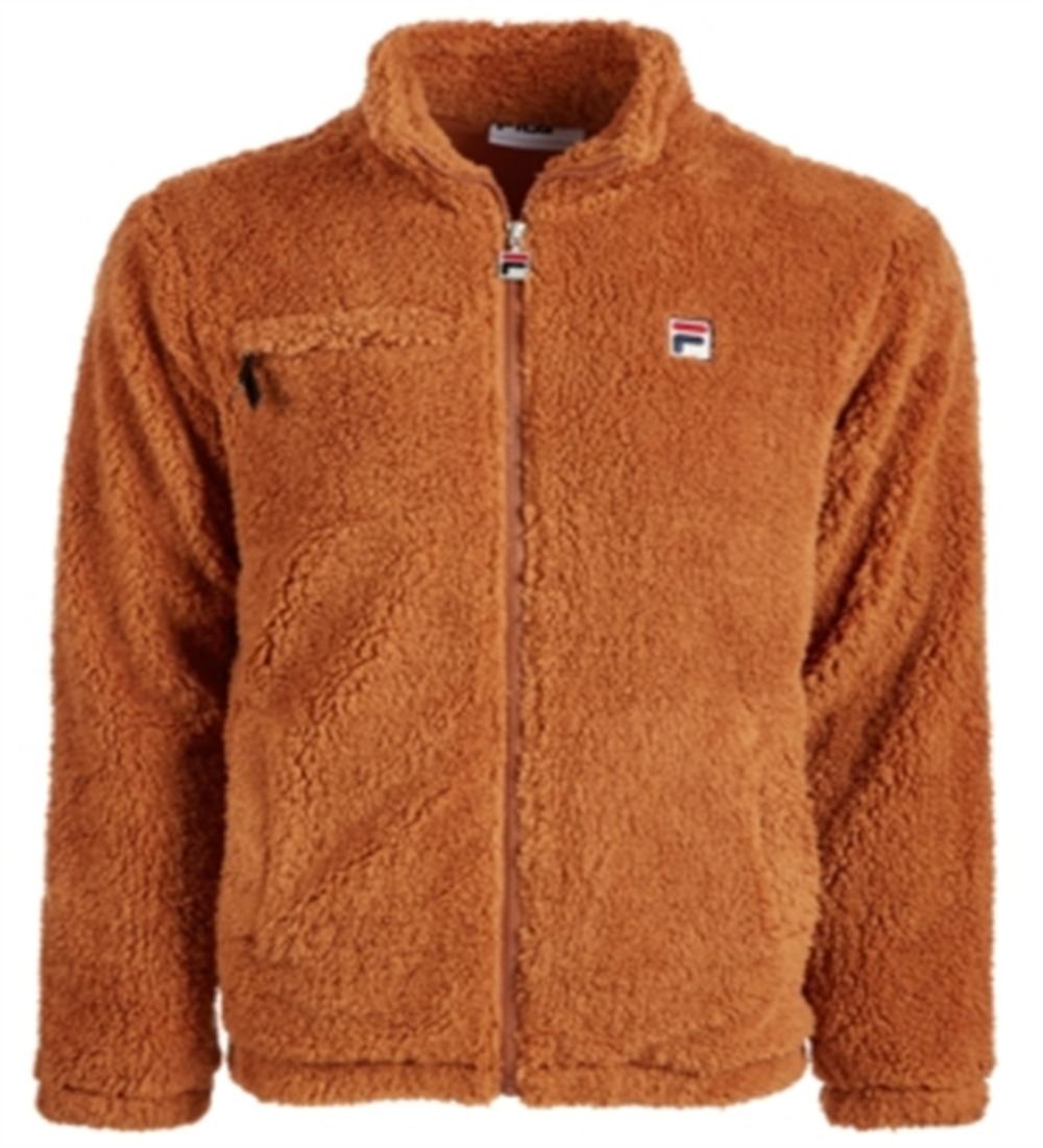 Fila Men's Logo Graphic Zip up Jacket Brown Size X-Large