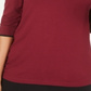 Alfani Women's Piped 3/4 Sleeve T-Shirt Wine Size L