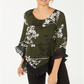 Alfani Women's Printed Lace Trim Top Green Size S