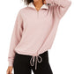 Hippie Rose Junior's Sherpa Lined Quarter Zip Sweatshirt Pink Size Large