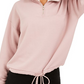 Hippie Rose Junior's Sherpa Lined Quarter Zip Sweatshirt Pink Size Large