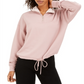 Hippie Rose Junior's Sherpa Lined Quarter Zip Sweatshirt Pink Size Large